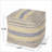 Pouf, Western Handcrafted Hemp & Wool Blend Natural & Sky Blue 16x16 Inch | Natural | Wool