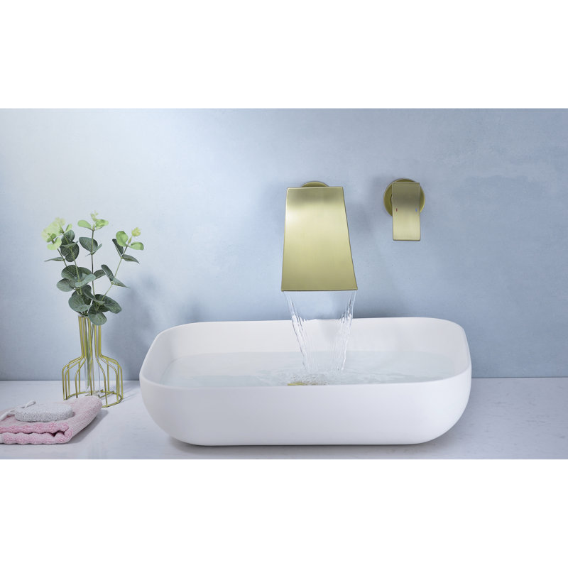 Robinet de salle de bain mural de couleur dorée - Grand bec cascade avec étincelle de contrôle précise