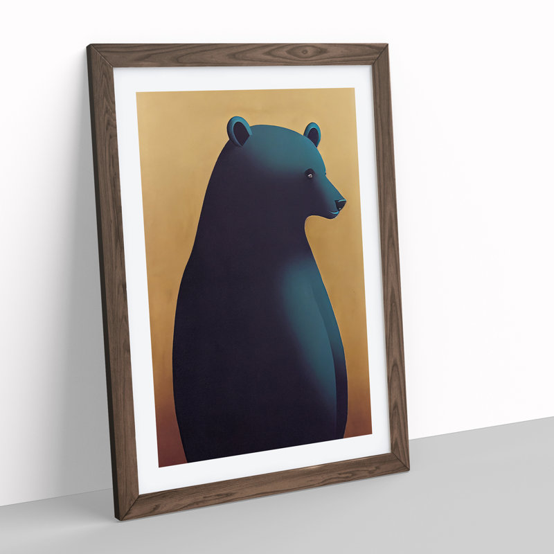 Peaceful Bear 1 Piece Single Picture Frame Wall Art, 64cm H x 46cm W x 2cm D, Walnut Framed