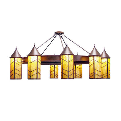 Chevron 10 - Light Wagon Wheel Chandelier