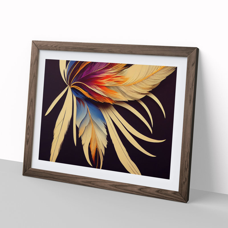 Unbeatable Bird Feathers - Framed Print, 34cm H x 46cm W x 2cm D, Walnut Framed