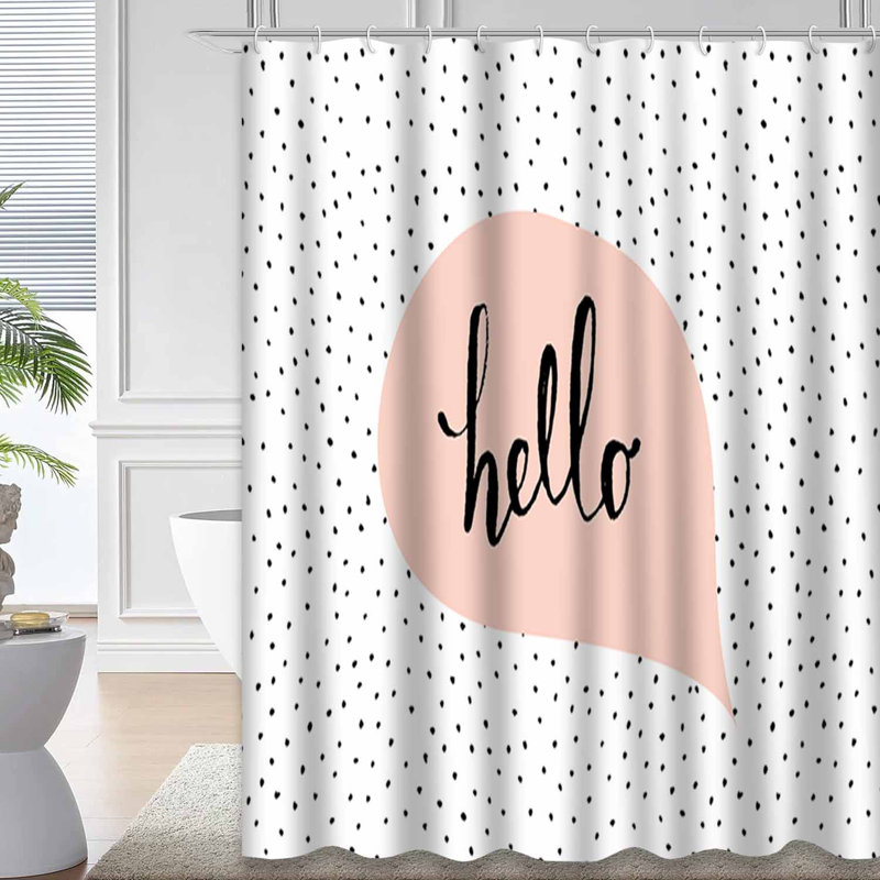 Mignon rideau de douche blanc moderne avec 12 crochets pour la Saint-Valentin, L 72 po x l 84 po