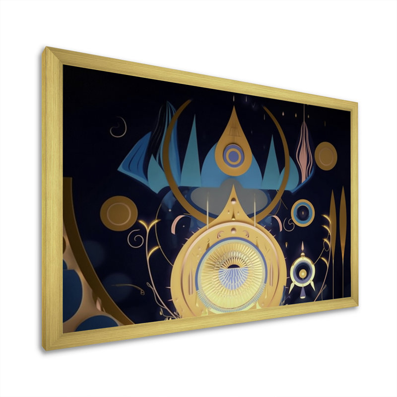 Éveil visionnaire de la géométrie visionnaire I - décoration murale géométrique moderne, Cadre doré à une seule photo
