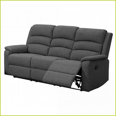 Canapé inclinable manuel moderne à 3 places - gris foncé foncé | Gris foncé | Tissu | Dossier rembourré