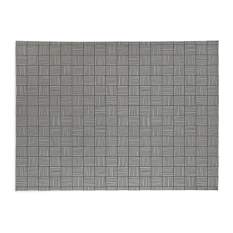 Tapis de cuisine léger antidérapant Gridblocked, Ivoire/gris anthracite, Rectangulaire 2 pi x 3 pi