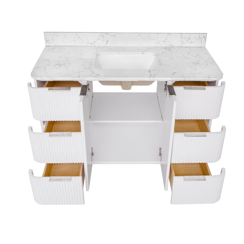Belwood 48" Bathroom Vanity, Brushed Nickel, Engineered Marble