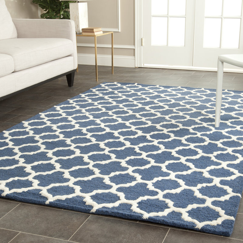 Tapis bleu en laine touffeté à la main Cannen, Rectangle 8 pi x 10 pi