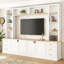 Meuble télé mural de style ferme 4 pièces avec étagères réglables, meuble télé de style milieu du siècle avec bibliothèque pour téléviseurs jusqu'à 70 pouces, console multimédia élégante avec 6 tiroirs pour salon-771089353