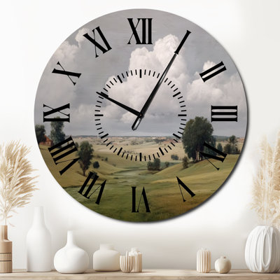 Jour d'été dans la campagne anglaise I - Horloge murale en métal Farmhouse