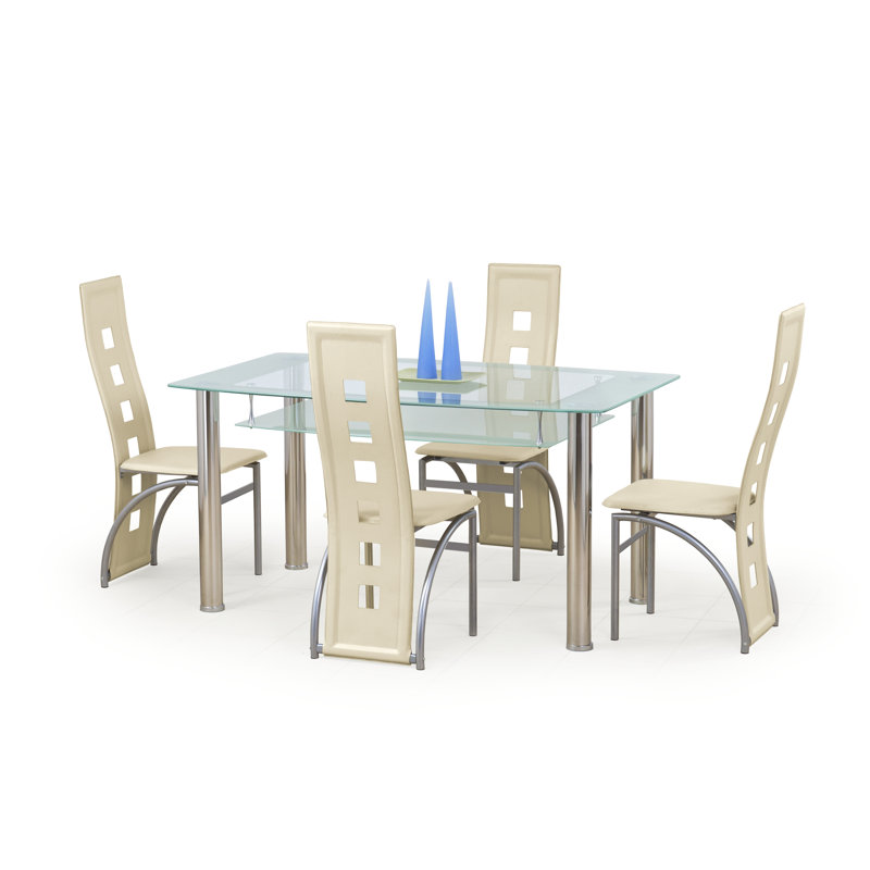 Mahoney Glass Top Metal Base Dining Table