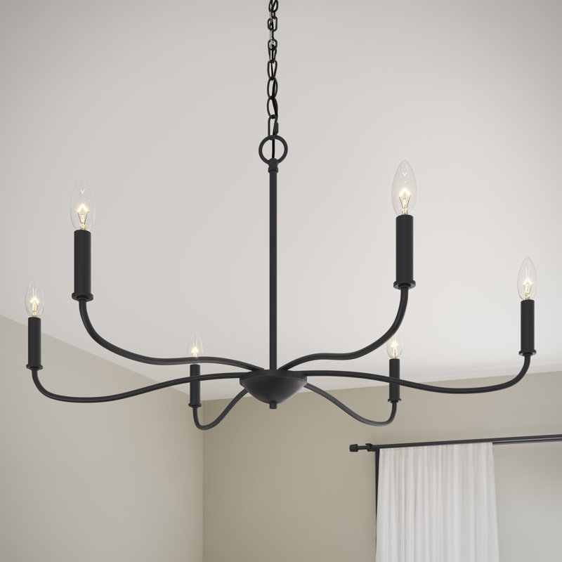 Ilia 6-Light Matte Black Large Chandelier, Matte Black