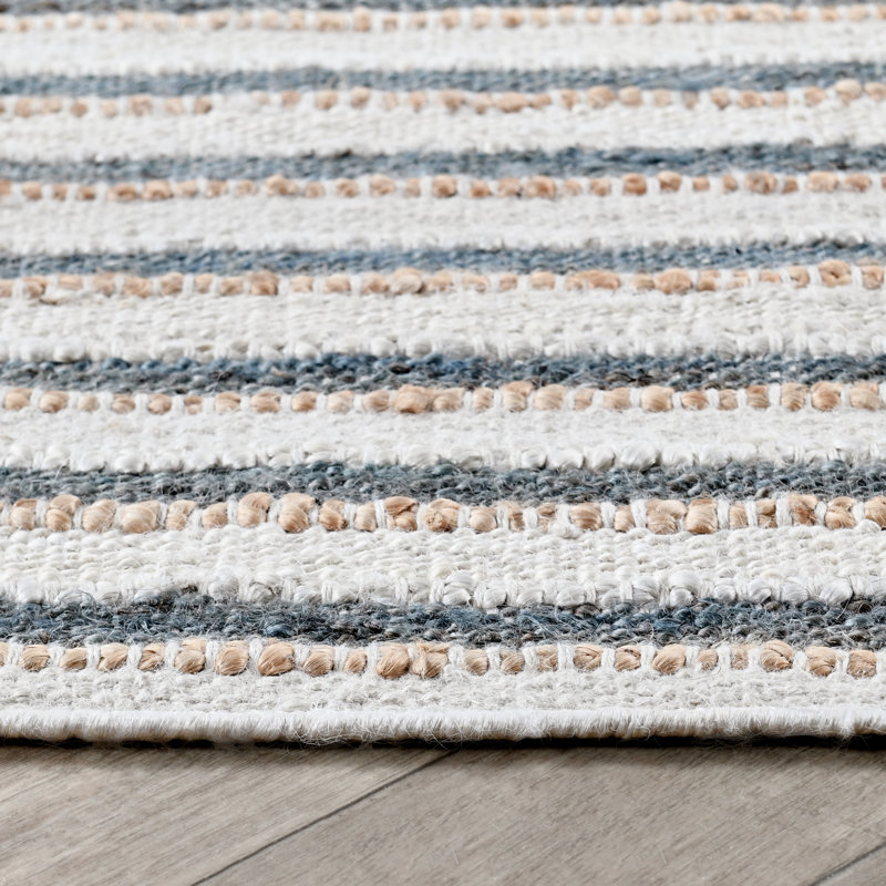 Del Mar Striped Area Rug, Ivory/Aqua