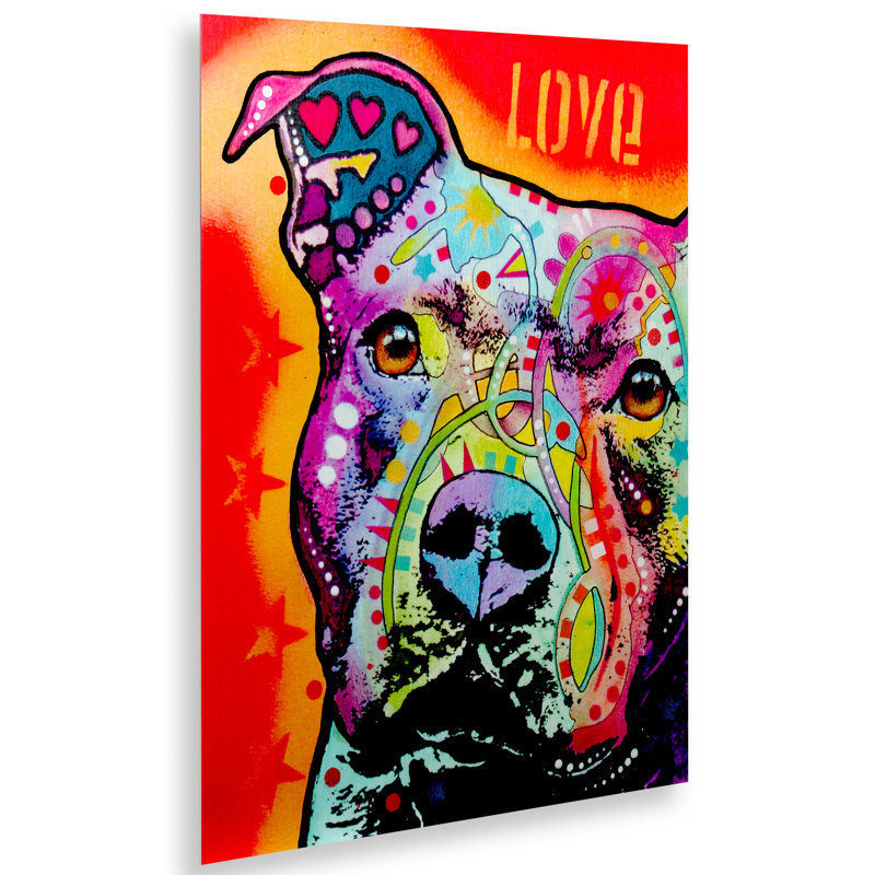 « consciencieux pitbull », reproduction d’impression sur toile, H 22 po x l 16 po x P 1 po, Sans cadre, Pas de tapis