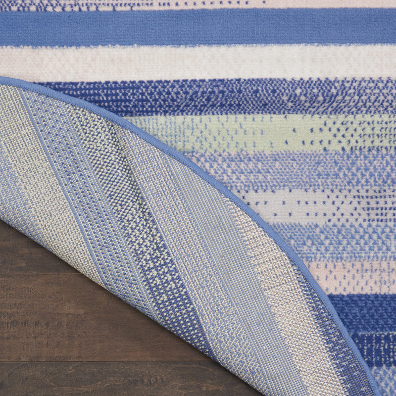 Striped Indoor Rug, Round 5'