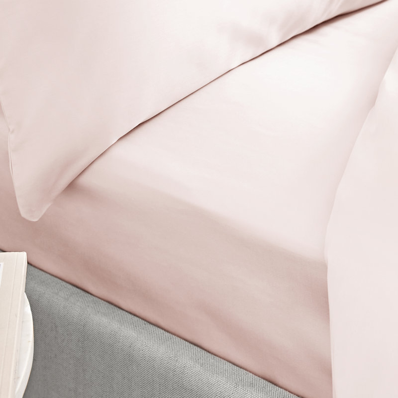 400 Thread Count 100% Cotton Sateen Fitted Sheet, Double (4'6), Blush