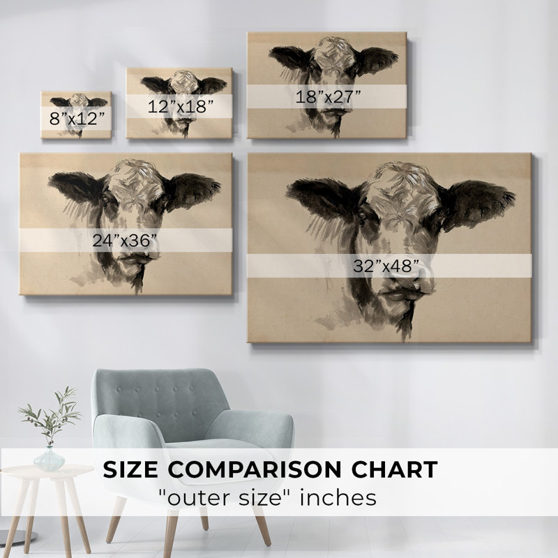 «Charcoal Cow II», toile tendue avec châssis, H 18 po x l 27 po