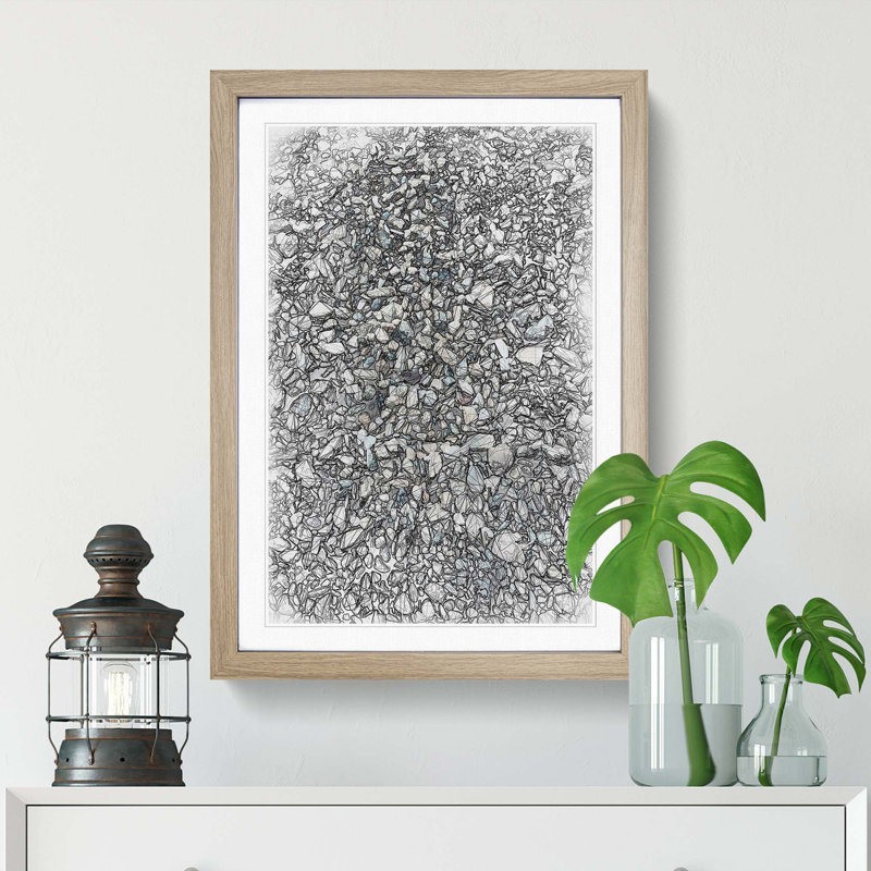 One Thousand Pebbles in Abstract - Picture Frame Graphic Art Print, 48cm H x 36cm W x 2cm D, Oak Framed