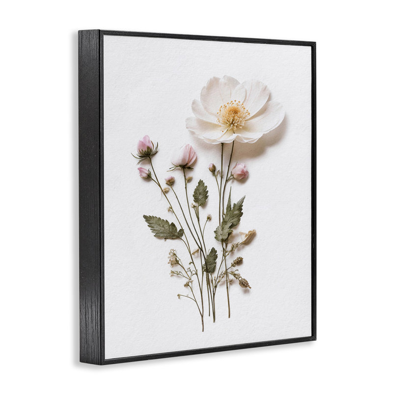 Giclée encadrée de fleurs simples pressées, design par lettré et doublé, Giclée encadrée noir minuit, H 30 po x l 24 po