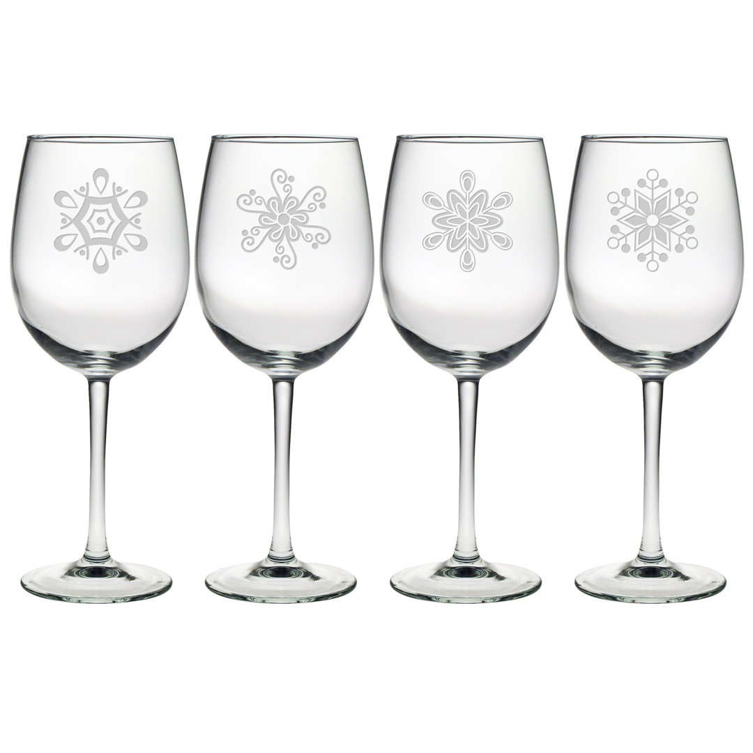 Abstract Snowflakes 19oz. Wine Glass Set Susquehanna Glass