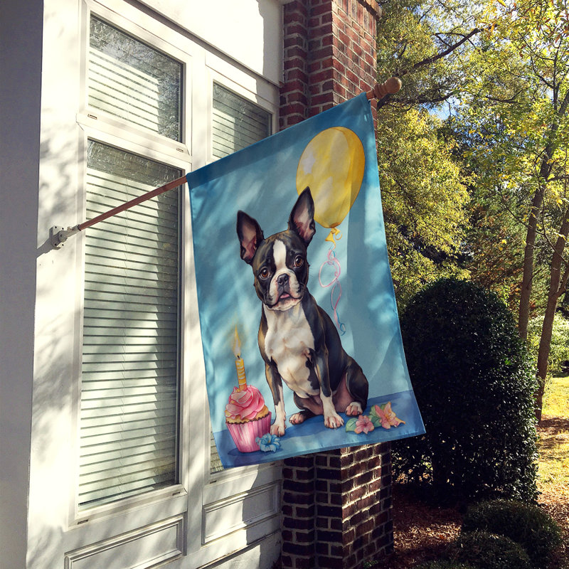 Drapeau «Happy Birthday House», Boston-terrier