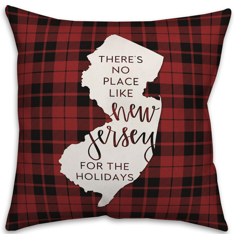  Coussin décoratif Il n'y a pas de place comme chez-soi pour les fêtes, 16 po x 1 po, New Jersey