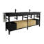 Meuble-lavabo de 72 pouces de style industriel, modulaire 2, tiroir à fermeture en douceur, rangement ouvert, barre à serviettes réglable, noir mat et chêne, matériau quartz, profondeur 70,33 po, largeur 18,23 po, hauteur 33,02 po, 154 lb