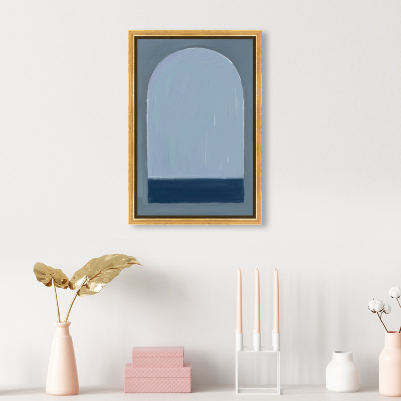Minimal Ocean Window Print by Oliver Gal, 11"H x 16"W, Gold Floater Frame