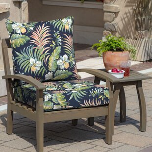 Hampton Bay 20 in. x 20 in. Outdoor Mid Back Dining Chair Cushion in Large Medallion (2-Pack)