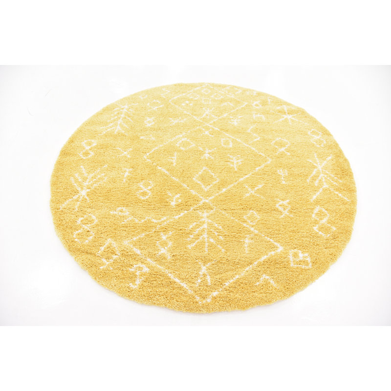 Jonnye Southwestern Area Rug, Runner 2'7" x 6'1", Yellow/Ivory