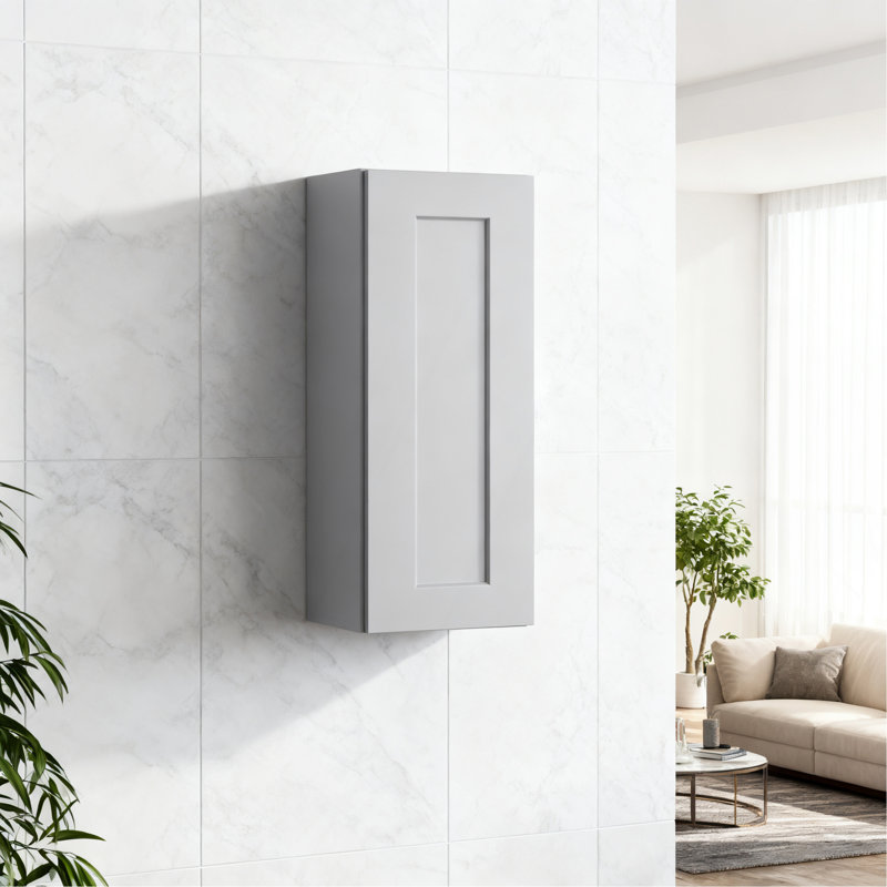 Armoire murale 1 porte et 2 tablettes en bois massif pour rangement dans la cuisine, salle de bain, buanderie, tablettes réglables prêtes à assembler (l 15 po x P 12 po x H 36 po)