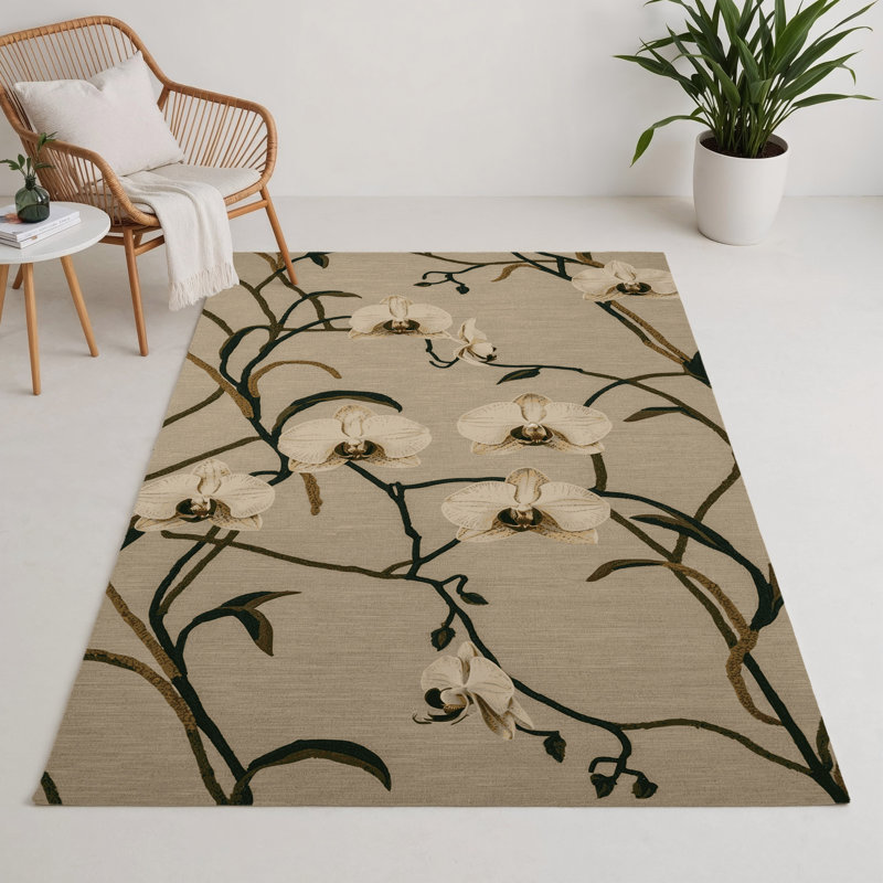 Tapis d'intérieur et d'extérieur brun Botanical, Rectangle 9 pi x 12 pi