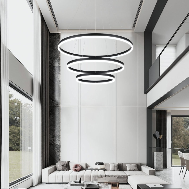 Lustre à 3 lumières DEL Dado, H 59 po x l 31,5 po x P 31,5 po, Noir