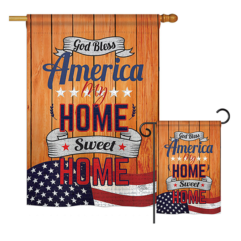 Ensemble de 2 drapeaux en polyester à impressions patriotique pour l’amérique my home americana