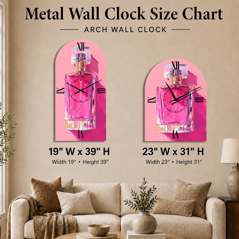 Horloge murale Crystal Perfume Pop I - Art Déco rose en forme d'arche, H 39 po x l 19 po - Arche