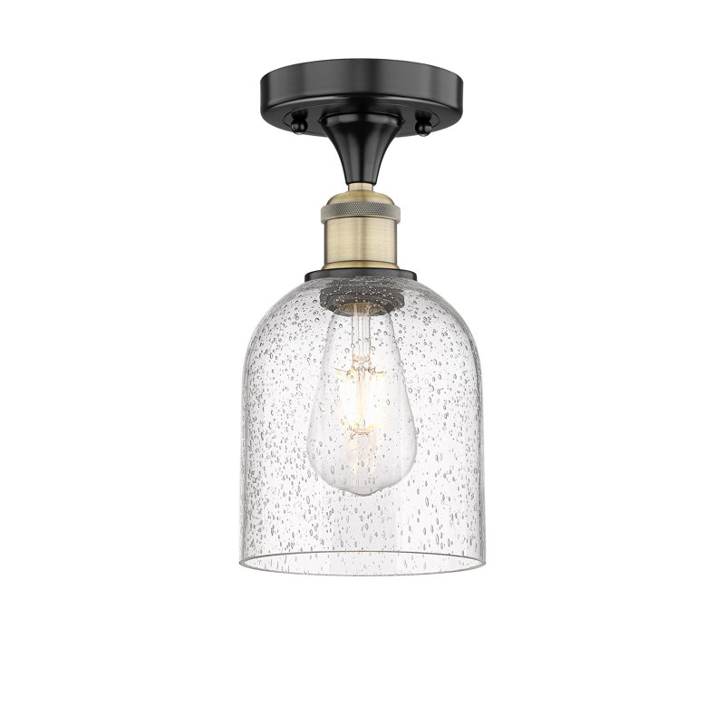 Edison - Allysson - Plafonnier semi-encastré 6 po 1 lumière - Abat-jour granuleux, Laiton antique noir