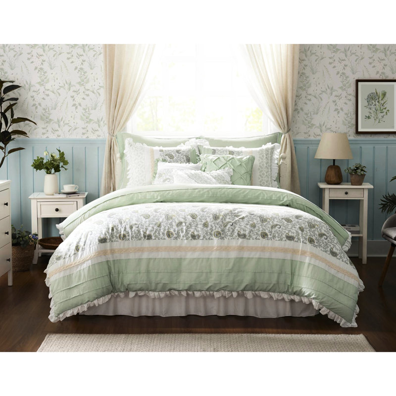 9 édredon pour grand lit, aspect classique en coton pour lit, sauge