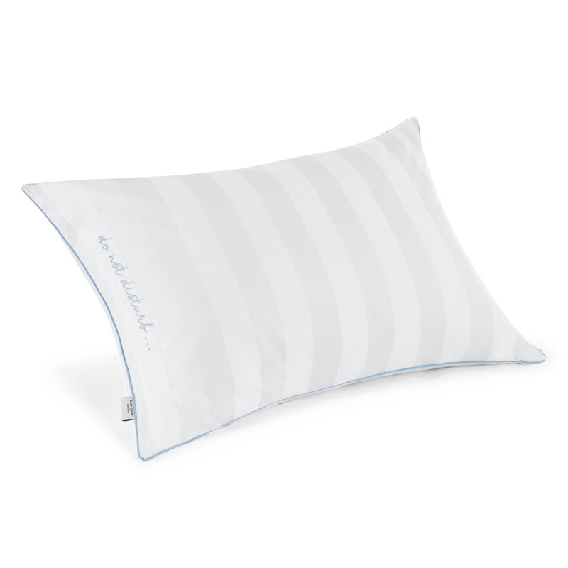 White Ultra Cooling Polyester Bed Pillow with Blue Trim, 20" x 28"