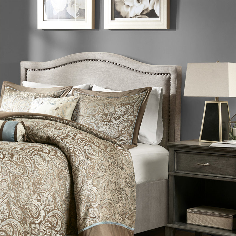 Upholstered Headboard - Stable Legs Plywood Frame & Black Metal, King