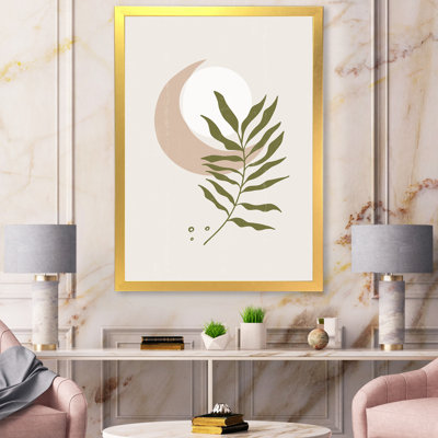 Lune géométrique abstraite avec feuille II - impression sur toile