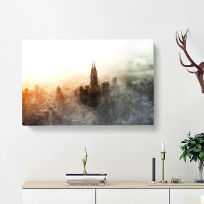 Petronas Towers Through The Clouds - Wrapped Canvas Print