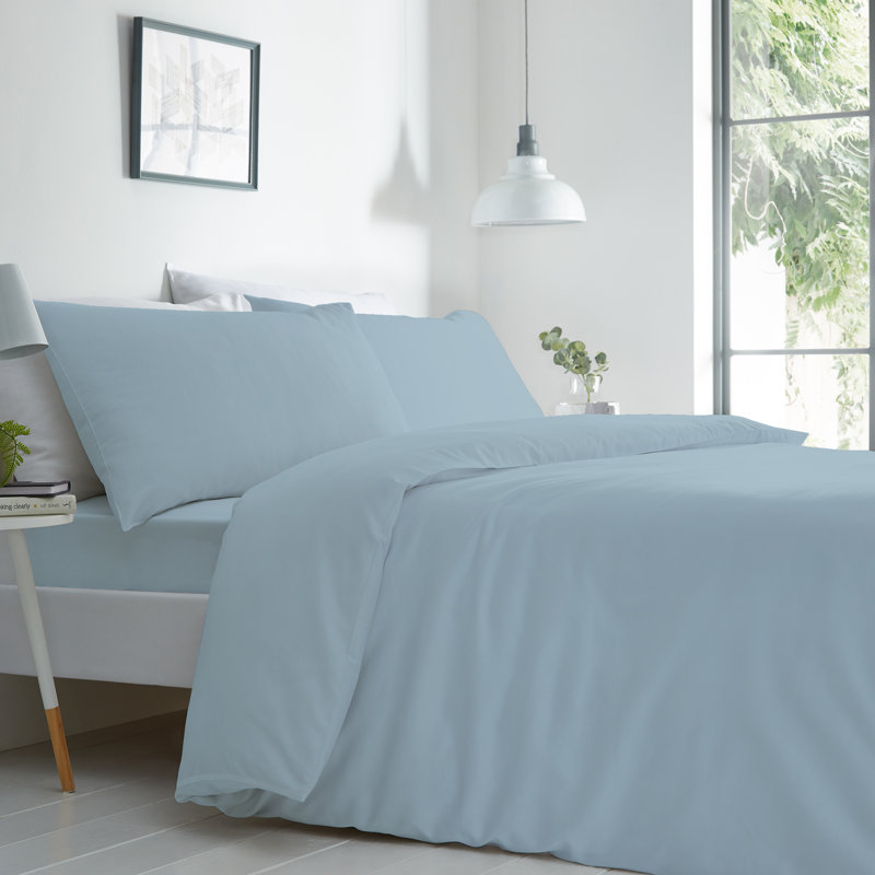 Purity Home 300TC 100% Organic Cotton Duvet Set, King Duvet Cover + 2 Standard Pillowscases, Blue