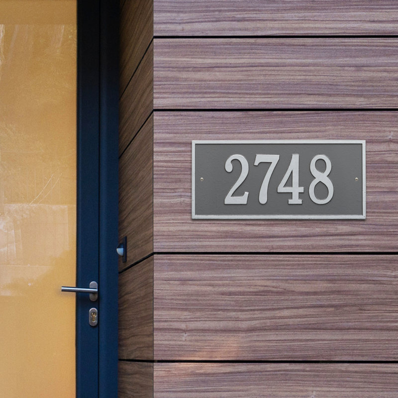 Hartford 1-Line Wall Address Plaque, Pewter and Silver, Yes