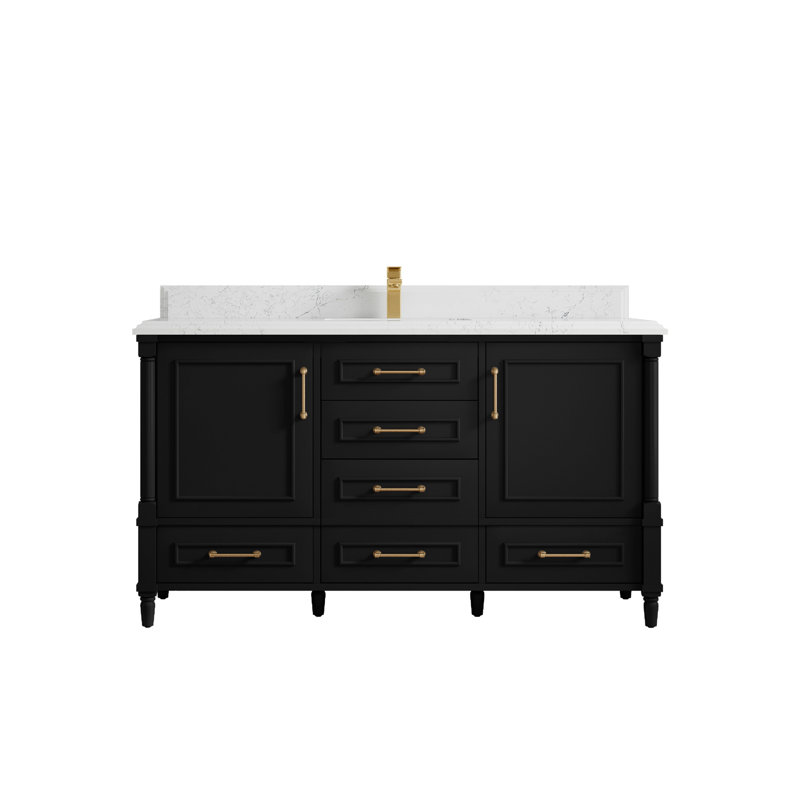 Ensemble de meuble-lavabo simple 60 po Aberdeen, Empira blanc, Noir