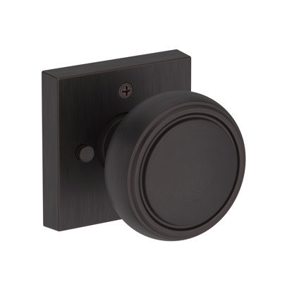 Bremerton Privacy Knob with Contemporary Square Rose in Venetian Bronze