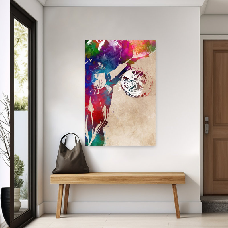 «Vibrant Discus Throw», art mural contemporain, 60" H x 40" W