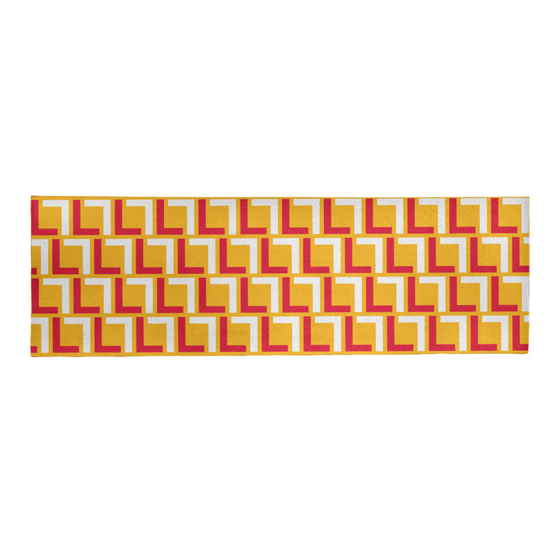 Tapis de couloir géométrique jaune / rouge / blanc