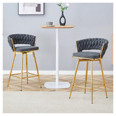 Dark Gray Cotton-Linen Rotating Swivel Accent Chair
