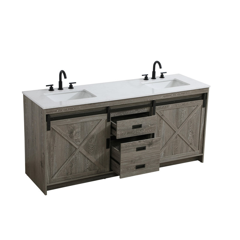 Boden 72 inch Double Bathroom Vanity, Rustic Gray