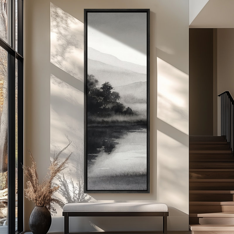 Art mural rétro sur toile, impression de paysage naturel pour décoration murale rustique, H 60 po x l 20 po, Noir
