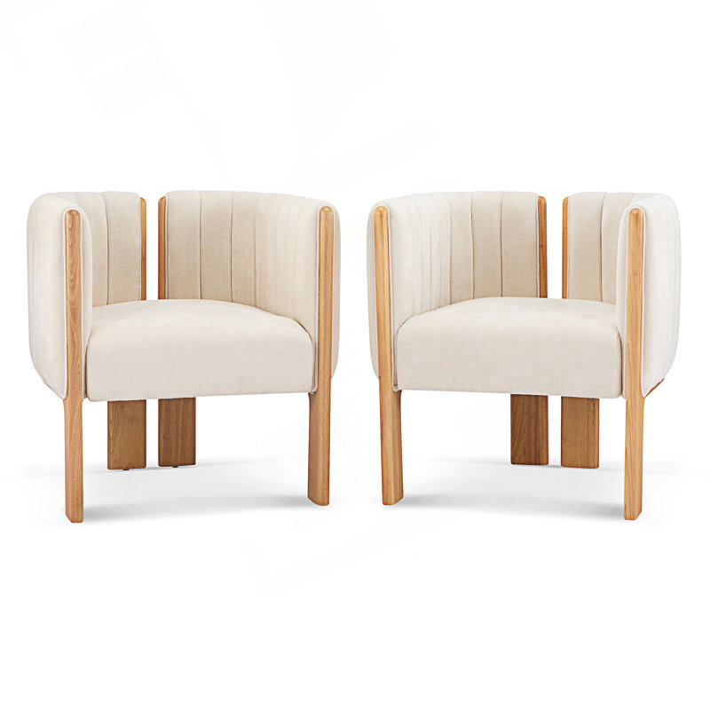 Ensemble de 2 chaises de salle à manger, Naturel, Beige